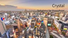  Presentation with city japan - Presentation theme consisting of tokyo japan city skyline background and a coral colored foreground