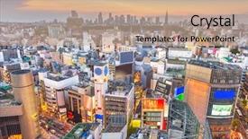  Presentation with city japan - Audience pleasing PPT layouts consisting of tokyo japan city skyline backdrop and a coral colored foreground