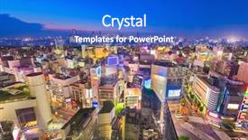  Presentation with city japan - Presentation theme enhanced with tokyo japan city skyline background and a cobalt blue colored foreground