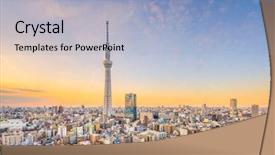  Presentation with tokyo - Beautiful slides featuring tokyo japan cityscape and tower backdrop and a light blue colored foreground