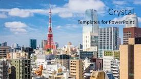  Presentation with tokyo - Amazing slide set having tokyo-japan-cityscape-and-tower backdrop and a light blue colored foreground
