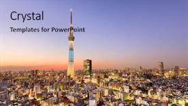  Presentation with fujiyoshida japan at chureito pagoda - Amazing PPT theme having tokyo japan cityscape and tower backdrop and a light blue colored foreground