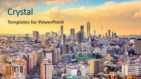  Presentation with japan naval - Beautiful theme featuring tokyo japan cityscape over bunkyo backdrop and a yellow colored foreground