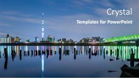  Presentation with tokyo - Presentation design consisting of tokyo-japan-cityscape background and a teal colored foreground