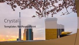  Presentation with tokyo - Slide deck with tokyo-japan-cityscape background and a light gray colored foreground