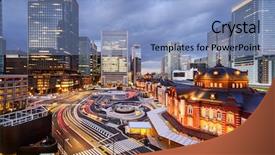  Presentation with tokyo - Audience pleasing slide set consisting of tokyo japan cityscape backdrop and a light blue colored foreground