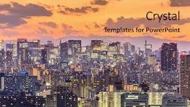  Presentation with tokyo - Slide set with tokyo japan cityscape background and a yellow colored foreground