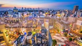 Presentation with tokyo - Slide deck having tokyo japan cityscape background and a coral colored foreground