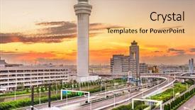  Presentation with control tower - Slide set featuring tokyo japan control tower background and a coral colored foreground