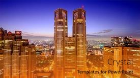  Presentation with building houses - PPT theme having tokyo-japan-december-22-2012 background and a gold colored foreground