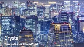  Presentation with city japan - Cool new presentation design with tokyo japan dense city skyline backdrop and a ocean colored foreground