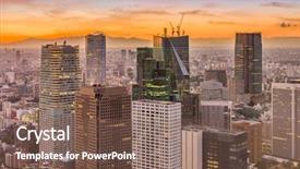  Presentation with buildings - Presentation design with tokyo japan financial buildings cityscape background and a  colored foreground