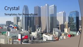  Presentation with tokyo - Theme having tokyo japan in the financial background and a light blue colored foreground