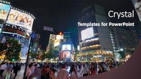  Presentation with shibuya crossing - PPT theme featuring tokyo-japan-july-19-shibuya background and a wine colored foreground