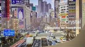 Presentation with city japan - Slide set consisting of tokyo-japan-march-18-2014 background and a coral colored foreground