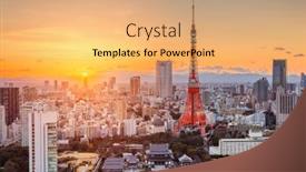  Presentation with tokyo - Beautiful PPT theme featuring tokyo-japan-modern-urban-skyline backdrop and a coral colored foreground