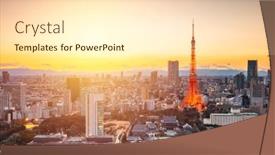  Presentation with tokyo - Cool new PPT theme with tokyo-japan-modern-urban-skyline backdrop and a cream colored foreground