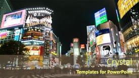  Presentation with shibuya crossing - Colorful slides enhanced with tokyo-japan-nov-25-pedestrians backdrop and a tawny brown colored foreground