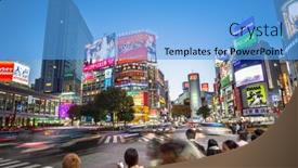  Presentation with shibuya crossing - Audience pleasing theme consisting of tokyo-japan-november-12-2016 backdrop and a light blue colored foreground