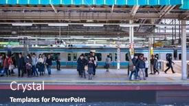  Presentation with million people - Theme having tokyo-japan-november-12-2016 background and a ocean colored foreground