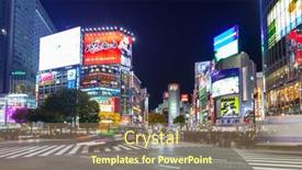  Presentation with shibuya crossing - Presentation theme enhanced with tokyo-japan-november-12-2016 background and a coral colored foreground