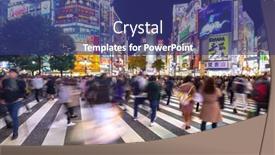  Presentation with shibuya crossing - PPT theme having tokyo-japan-november-12-2016 background and a ocean colored foreground