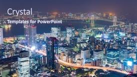  Presentation with tokyo - Beautiful slide deck featuring tokyo-japan-over-tokyo-bay backdrop and a ocean colored foreground