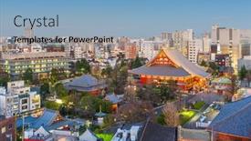  Presentation with tokyo - Colorful presentation theme enhanced with tokyo-japan-overlooking-asakusa-district backdrop and a light blue colored foreground