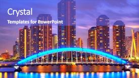  Presentation with tokyo - Cool new slide set with tokyo japan residential high rises backdrop and a cobalt blue colored foreground