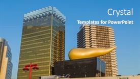  Presentation with blue flame - Theme having tokyo-japan-september-28-2015 background and a teal colored foreground