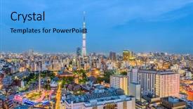  Presentation with tokyo - Slide deck enhanced with tokyo japan skyline and tower background and a light blue colored foreground