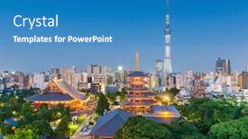  Presentation with towers - PPT theme having tokyo-japan-skyline-and-towers background and a teal colored foreground