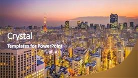  Presentation with dusk - PPT theme having tokyo japan skyline at dusk background and a violet colored foreground