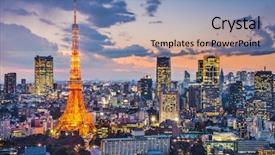  Presentation with tokyo - Slide deck with tokyo japan skyline at tokyo background and a teal colored foreground