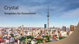  Presentation with twilight 3d - Slides enhanced with tokyo japan skyline from asakusa background and a light blue colored foreground