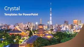  Presentation with tokyo - Cool new PPT layouts with tokyo-japan-skyline-in-asakusa backdrop and a teal colored foreground