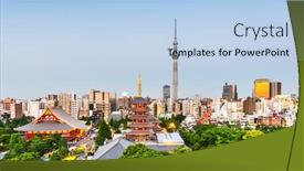  Presentation with tokyo - Theme consisting of tokyo-japan-skyline-in-asakusa background and a light blue colored foreground