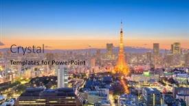  Presentation with horizon - Amazing presentation theme having tokyo-japan-skyline-in-minato backdrop and a coral colored foreground