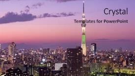  Presentation with tokyo - Colorful PPT theme enhanced with tokyo japan skyline backdrop and a light blue colored foreground