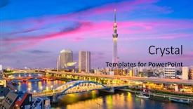  Presentation with tokyo - Slide deck featuring tokyo japan skyline background and a light blue colored foreground