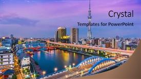  Presentation with tokyo - Presentation theme having tokyo japan skyline background and a light blue colored foreground