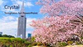  Presentation with tokyo - Beautiful PPT layouts featuring tokyo japan spring in shinjuku backdrop and a light blue colored foreground