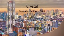  Presentation with tokyo - PPT theme enhanced with tokyo japan twilight cityscape towards background and a coral colored foreground