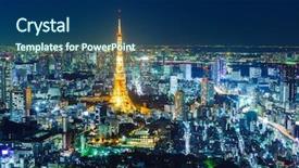  Presentation with tokyo - Slide set featuring tokyo night background and a ocean colored foreground