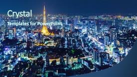  Presentation with tokyo - Colorful slide set enhanced with tokyo skyline at night backdrop and a ocean colored foreground