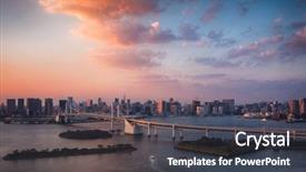  Presentation with cherry blossoms of tokyo - Presentation consisting of tokyo skyline with tokyo tower background and a dark gray colored foreground