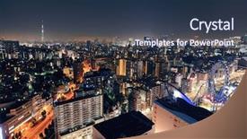  Presentation with security safety urban cities - Slide set consisting of tokyo skytree and urban skyline background and a  colored foreground