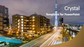  Presentation with 20 year work anniversary - Presentation theme having tokyo skytree sunset in japan background and a gray colored foreground