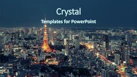  Presentation with tokyo - Cool new slides with tokyo tower and urban skyline rooftop view at night japan backdrop and a ocean colored foreground