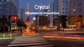  Presentation with height - Cool new slide deck with tokyo tower at dusk backdrop and a ocean colored foreground